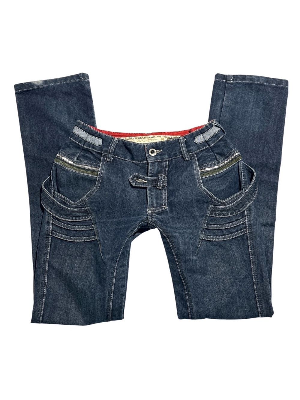 Amen Low Rise Y2K Vintage Utility Straight Leg Jeans